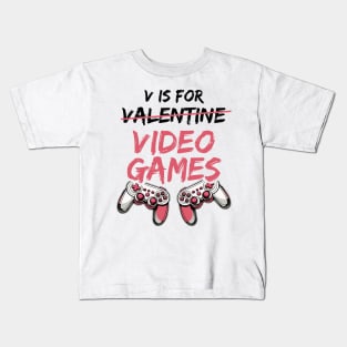 V is for Valentine Video Games Kids T-Shirt